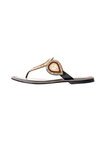 usha FESTIVAL Damen Sandalen Mit Perlenstickerei in Schwarz Mehrfarbig