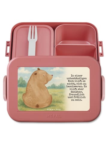 Mr. & Mrs. Panda MEPAL Bentobox Bär Schulterblick Design mit Spruch in Rot Pastell