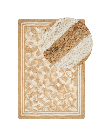 Beliani Geflochtener Teppich MENGEN in Beige - (W) 200 x (L) 300 cm