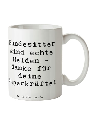 Mr. & Mrs. Panda Becher Spruch Hundesitter Helden mit Spruch in Weiß
