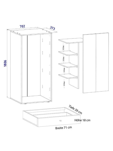VCM  Kleiderschrank Jugendschrank Vandol Drehtüren S in Buche