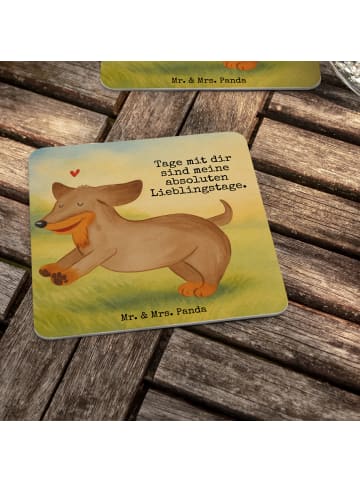 Mr. & Mrs. Panda Tischuntersetzer Hund Dackel Design mit Spruch in Weiß