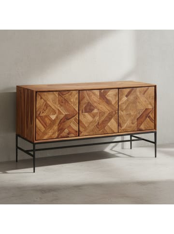 KADIMA DESIGN Massivholz Sideboard Sheesham, 123x70x45 cm, Industrial-Design