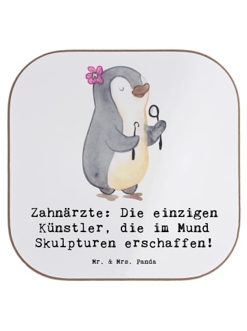 Mr. & Mrs. Panda Glas-Untersetzer Zahnarzt Künstler mit Spruch in Weiß