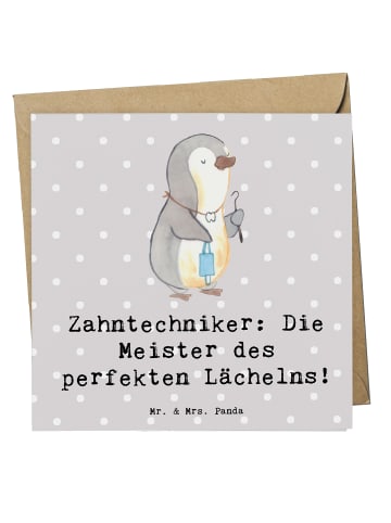 Mr. & Mrs. Panda Einladungskarte Zahntechniker Lächeln mit Spruch in Grau Pastell