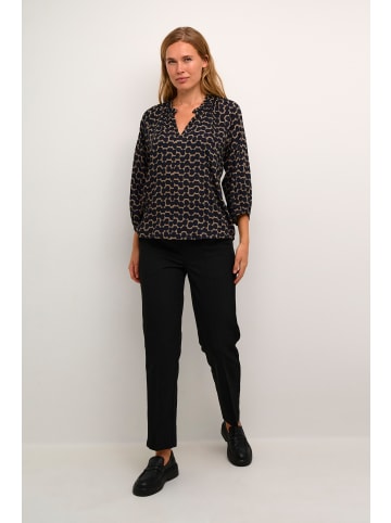 Kaffe Langarm-Bluse KAsigrid in Midnight/ Sand Graphic Dot