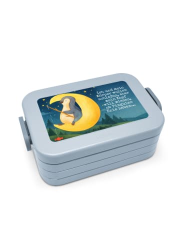 Mr. & Mrs. Panda Lunch Box Pinguin Mond Design mit Spruch in Blau Pastell