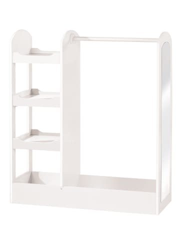 roba Garderobe aus Holz, weiß lackiert, mit Spiegel, Regal & Kleiderstange
