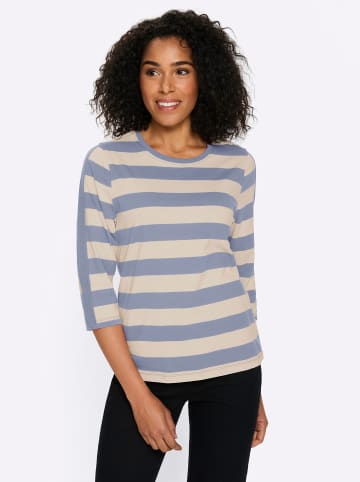 Sieh an! 3/4-Arm-Shirt in taubenblau-elfenbein-gestreift