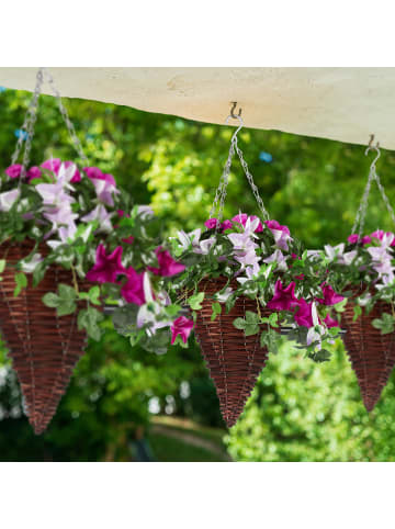 relaxdays 3 x Blumenampel in Braun - (D)25 x (H)30 cm