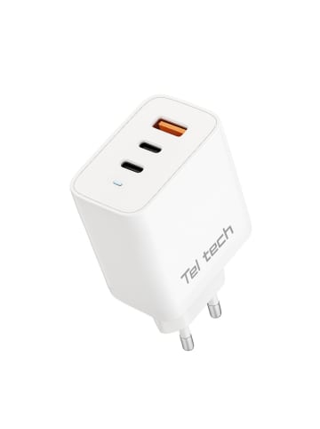 Wisam® Teltech Power-Ladegerät GaN USB / 2x USB-C 65W QC PD weiß TCH-07
