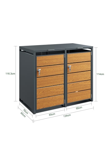 SoBuy Abfallsammlerbox in Eiche natur - (W) 80 x (H) 116 x (L) 134 cm
