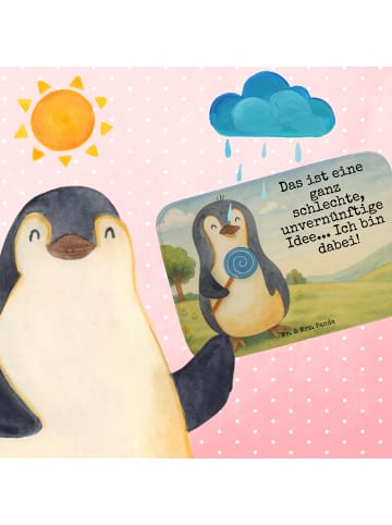 Mr. & Mrs. Panda Badezimmerteppich Pinguin Lolli Design mit Spruch in Weiß