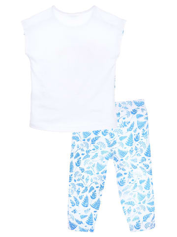 Disney Frozen Anna und Elsa Schlafanzug Oberteil mit Hose in Weiß