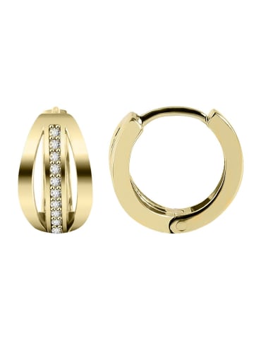 Adeliás Damen Ohrringe – Klappcreole aus 333 Gold mit Zirkonia in gold