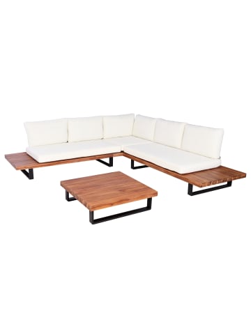 MCW Garten-Garnitur H54, Braun, Polster cremeweiß