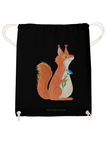 Mr. & Mrs. Panda Stoffbeutel Eichhörnchen Blume ohne Spruch in Schwarz