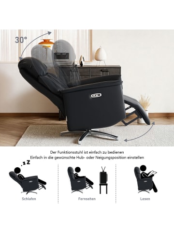 Tphecda Fernsehsessel Elektrisch Verstellbar in Schwarz 74x90x111 cm