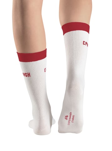 Copenhagen Studios Tennissocken in 1x offwhite mit rot, 1x offwhite mit hellblau