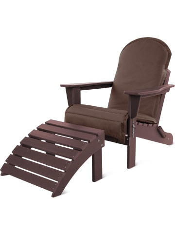 Aspero Adirondack Gartenstuhl mit Fußstütze und Auflage in Bordeaux