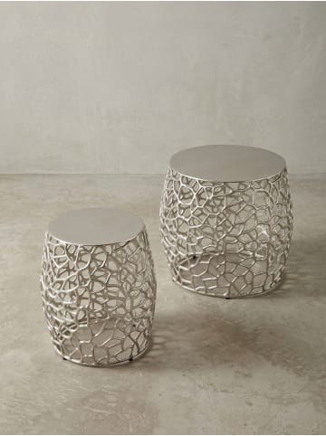 KADIMA DESIGN Silbernes Beistelltisch-Set mit ausgefallener Aststruktur, Aluminium