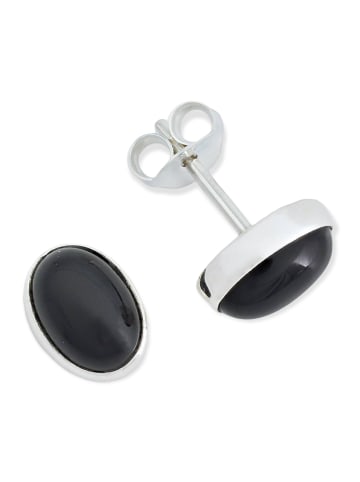 mantraroma 925er Silber - Ohrstecker (L) 8 x (B) 6 mm mit Onyx