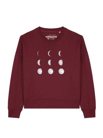 wat? Apparel Sweatshirt Moonphases in Weinrot