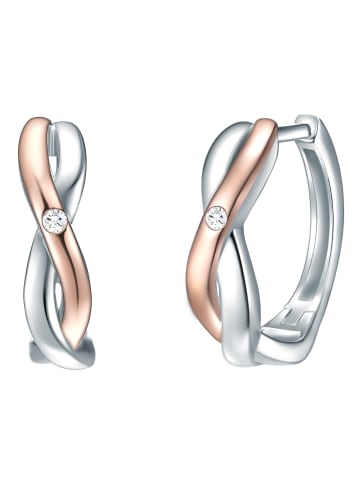 Lulu & Jane Diamant-Creolen Sterling Silber Diamant in silber/roségold