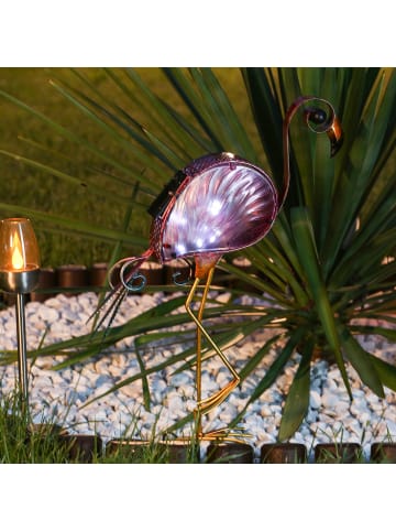 MARELIDA LED Solar Gartenfigur Flamingo in rosa - H: 48cm