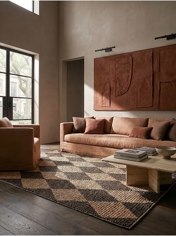 KADIMA DESIGN Naturfaser-Teppich Handgewebt BAIN Rauten Muster Wohnzimmer Modern in Braun