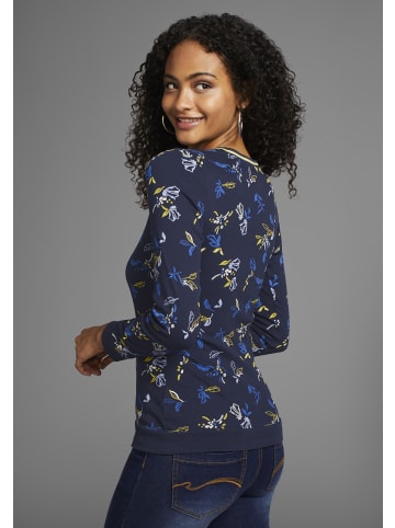 Kangaroos Langarmshirt in dunkelblau-gemustert