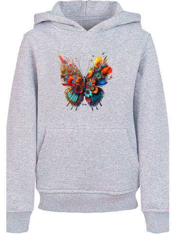 F4NT4STIC Hoodie Schmetterling Blumen in grau meliert