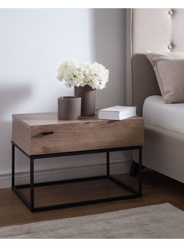 Beliani Nachttisch CAIRO in Dunkler Holzfarbton - (W) 55 x (H) 39 x (L) 41 cm