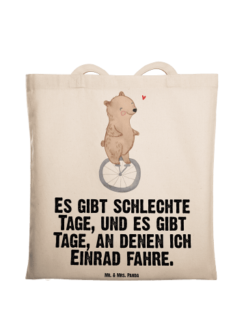 Mr. & Mrs. Panda Tasche Bär Einrad fahren mit Spruch in Creme