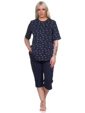 NORMANN kurzarm Schlafanzug Caprihose Pyjama in marine