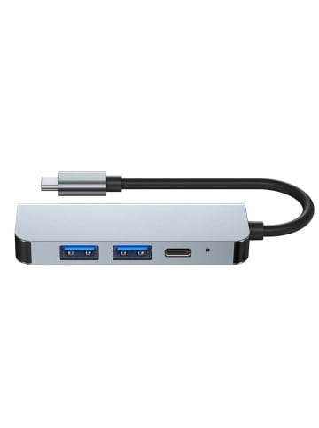 TechProtect 4in1 Multifunktonsadapter V2 in Grau HUB USB-C auf 2xUSB, HDMI, USB-C in Grau