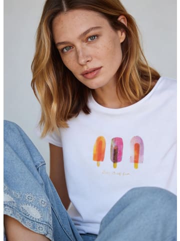 More & More süßes Kurzarmshirt, "Eis am Stil" in white