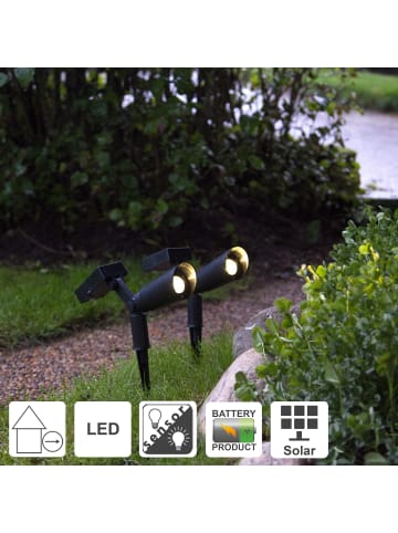 STAR Trading Solar Gartenstrahler, Erdspieß Powerspot 2er-Set, schwarz