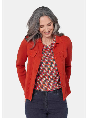 GOLDNER Baumwoll-Cardigan in roter Jeansoptik in cayenne
