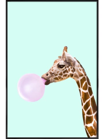 Juniqe Poster in Kunststoffrahmen "Giraffe" in Braun & Rosa