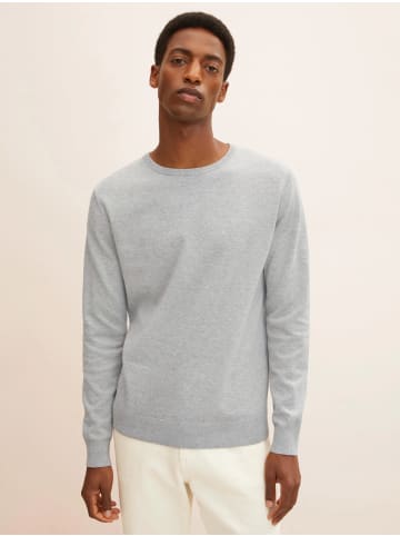 Tom Tailor Feinstrick Basic Pullover Rundhals Sweater in Hellgrau
