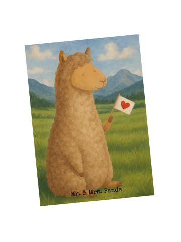 Mr. & Mrs. Panda Postkarte Alpaka Fahne Design ohne Spruch in Weiß