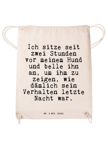 Mr. & Mrs. Panda Sportbeutel Ich sitze seit zwei... mit Spruch in Creme