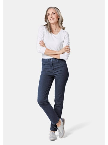 GOLDNER Damen Jeans Slim Fit LOUISA mit Stretch-Anteil in dunkelblau