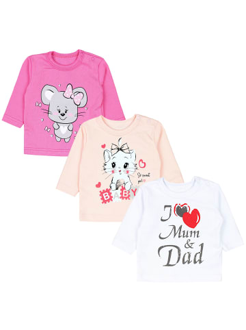 TupTam Unisex Baby Langarmshirt mit Spruch Aufdruck 3er Set in weiß