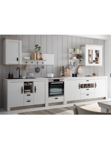 Furn.Design Küche in weiß Pinie Landhaus 394 cm 7-teilig, Küchenzeile mit Soft-Close