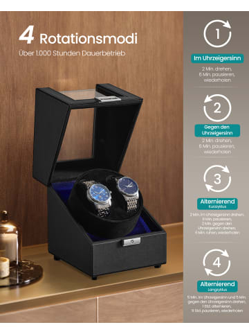 SONGMICS Uhrenbox Bridie in Schwarz - (B)16.1 x (H)18.5 x (T)14.2 cm