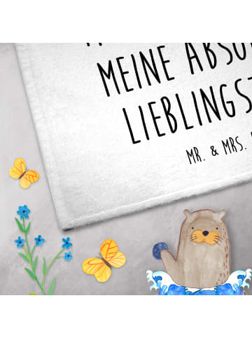 Mr. & Mrs. Panda Gästehandtuch Pinguin umarmen mit Spruch in Weiß