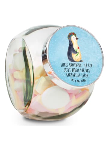 Mr. & Mrs. Panda Kaffeedose Pinguin Blumen mit Spruch in Eisblau
