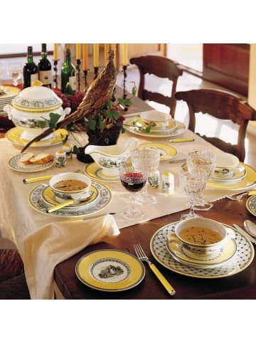 Villeroy & Boch 6er Set Brotteller Audun Ferme ø 16 cm in weiß-grau-gelb